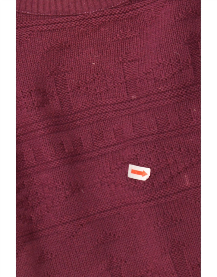 VINTAGE Hombres Crew Neck Jumper Suéter Grande Borgoña