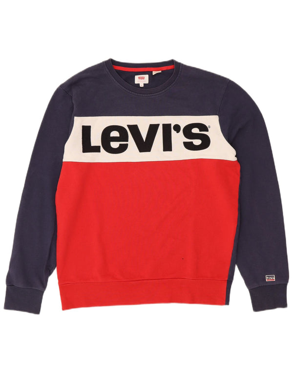 LEVI'S Hombre Sudadera Gráfica Jumper Medium Rojo Colorblock Algodón