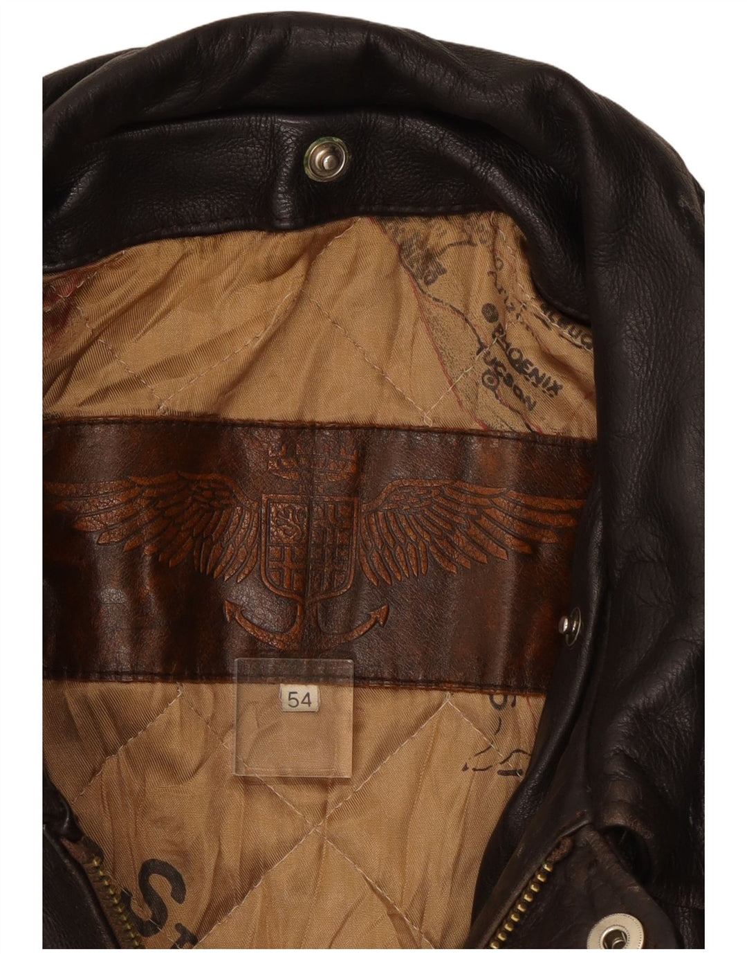 Chaqueta de cuero militar vintage para hombre IT 54 2XL Marrón