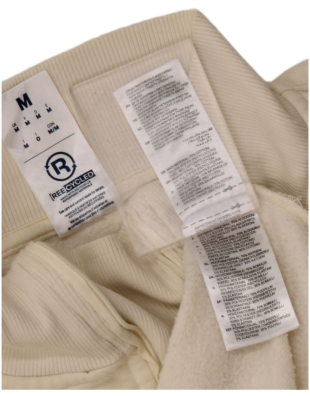 REEBOK Sudadera Suelta con Cuello Y Cremallera para Hombre Jersey Mediano De Algodón Blanco Roto