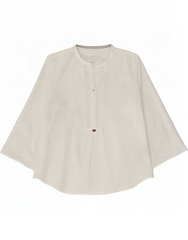 Napapijri Blusa de manga 3/4 para mujer UK 44 Algodón blanco mediano