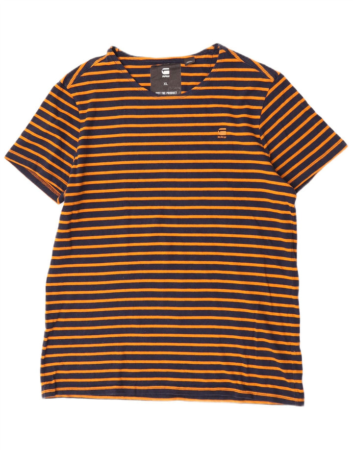 G-Star Hombre Camiseta Top XL Naranja Rayas
