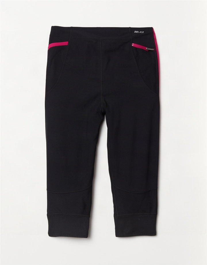 Nike Leggings capri Dri Fit para mujer UK 44 Grande Negro Colorblock Poliéster