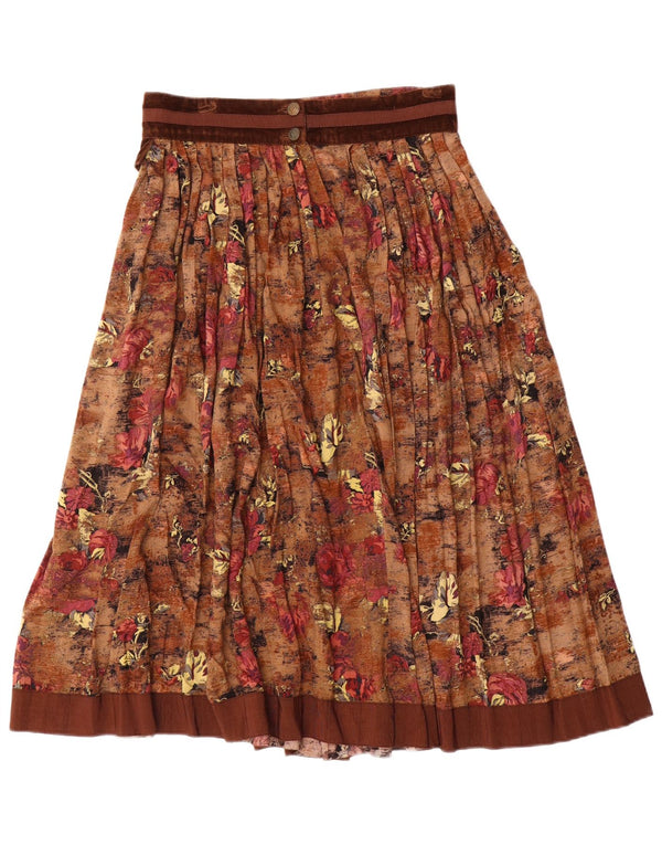 Seminole Falda acampanada plisada para mujer IT 44 Mediana W28 Viscosa floral marrón