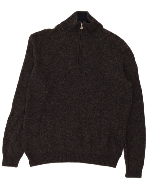 John Lewis Jersey para hombre con cuello y cremallera de lana merino gris medio