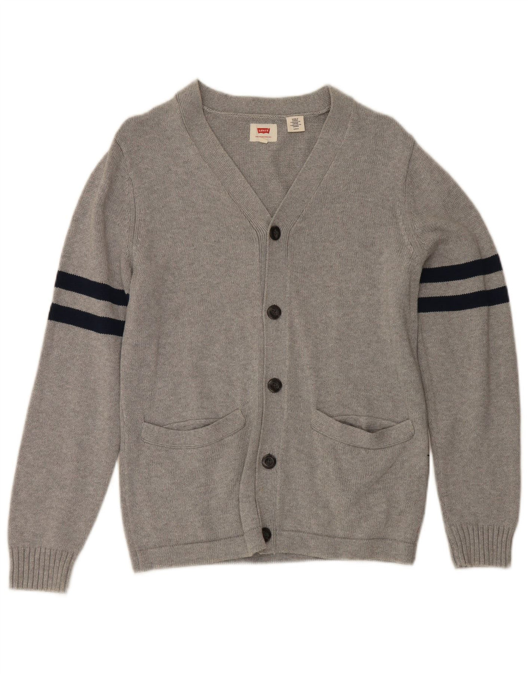 Levi's Cárdigan para hombre de algodón a rayas grises pequeño