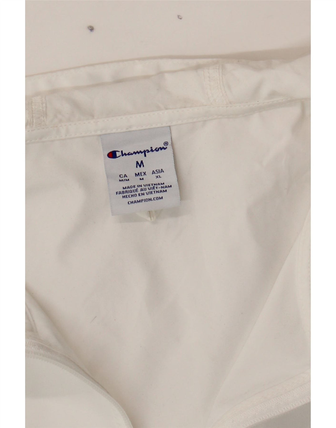 CHAMPION Mens Hooded Rain Jacket UK 38 Medium White Polyester Vintage Champion and Second-Hand Champion from Messina Hembry 