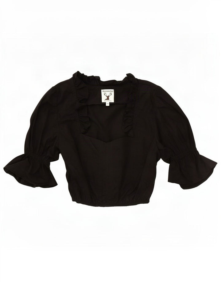 Alpenmarchen Blusa corta con volantes en la parte delantera para mujer EU 40 Medium Black
