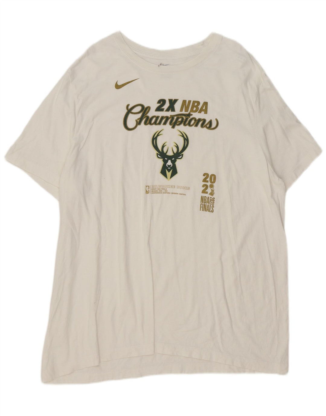 Nike Milwaukee Bucks - Camiseta gráfica para hombre, talla 2XL, color blanco