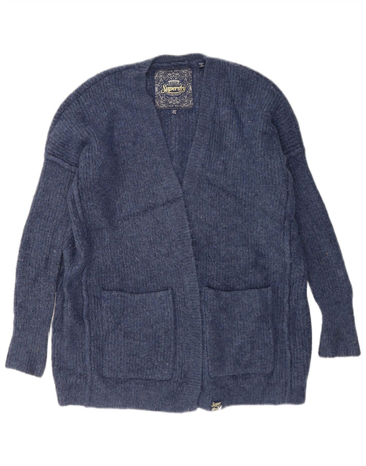 Superdry Cárdigan extragrande para mujer, talla 40, acrílico azul pequeño