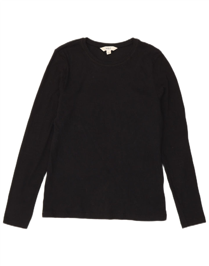 Marks & Spencer Top para mujer de manga larga UK 44 Mediano Algodón negro