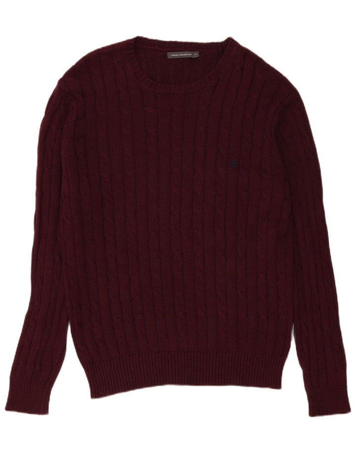 French Connection Jersey De Cuello Redondo Para Hombre De Algodón Burdeos Medio