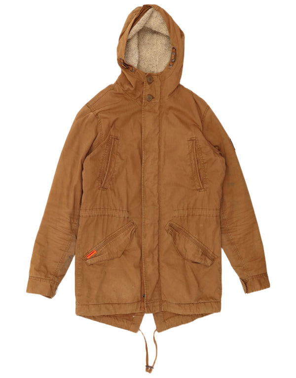SUPERDRY Chaqueta parka Sherpa con capucha para hombre UK 38 Algodón beige medio