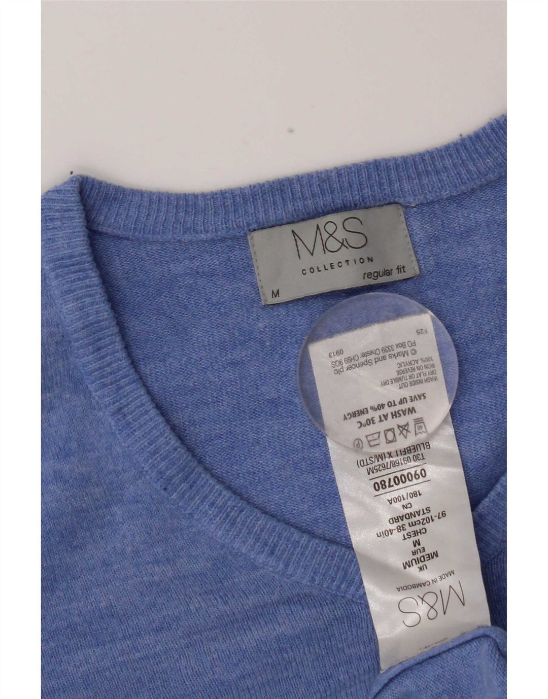 Marks & Spencer Jersey Regular Fit con Cuello en V para Hombre Acrílico Azul Medio