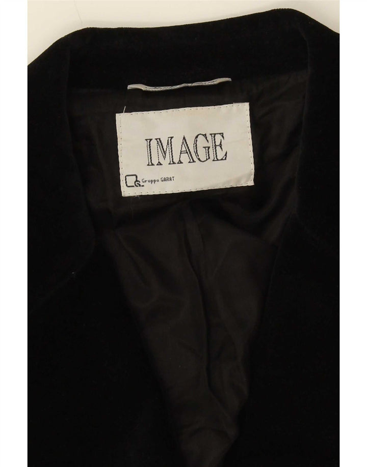 Vintage mujer 3 botones terciopelo Blazer chaqueta Reino Unido 14 medio negro