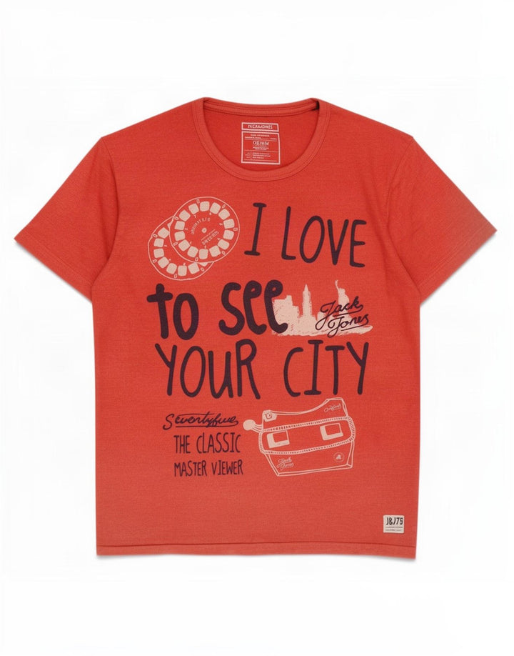 Jack & Jones - Camiseta gráfica para hombre, talla grande, color rojo