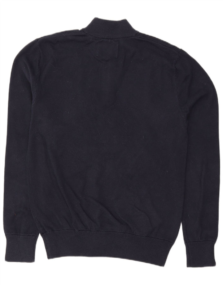 JACK WILLS Suéter tipo jersey con cuello y cremallera para hombre Algodón azul marino mediano