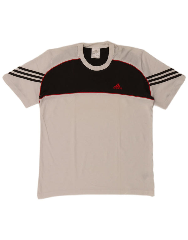 Adidas Camiseta para hombre Top UK 38/40 Medium Blanco Colorblock Algodón