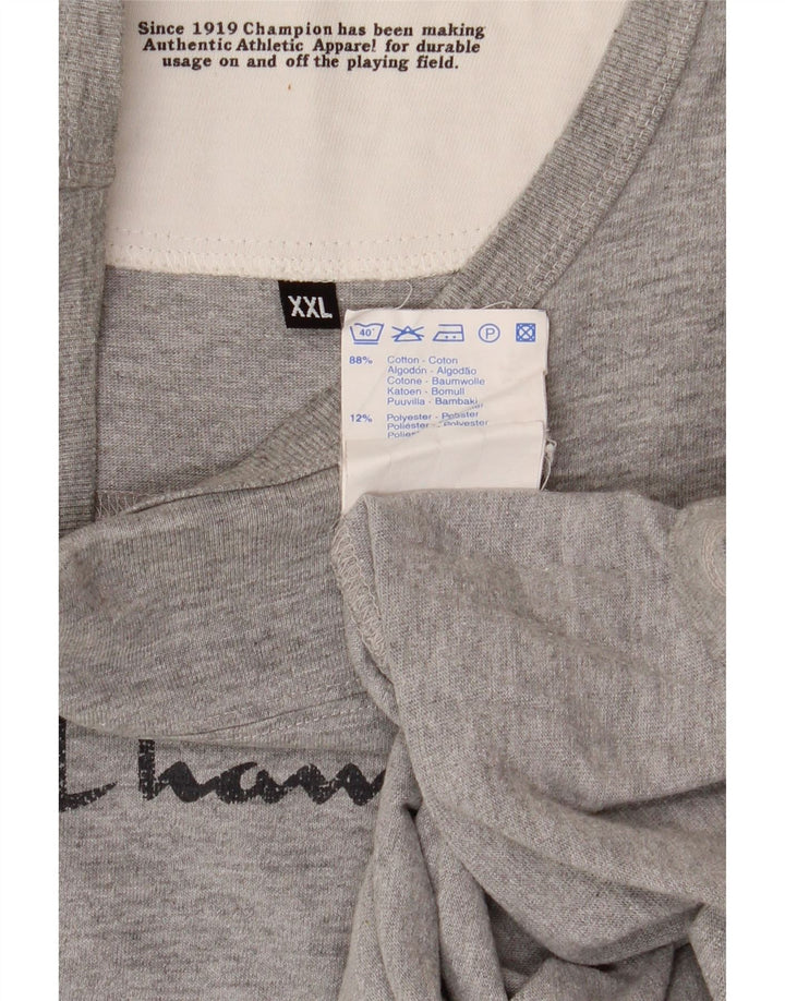 Champion Camiseta gráfica para hombre de manga larga 2XL Algodón gris