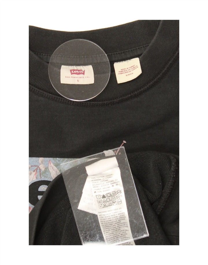 LEVI'S Womens Oversized Graphic Sweatshirt Jumper UK 10 Small Black Cotton Vintage Levi's and Second-Hand Levi's from Messina Hembry 