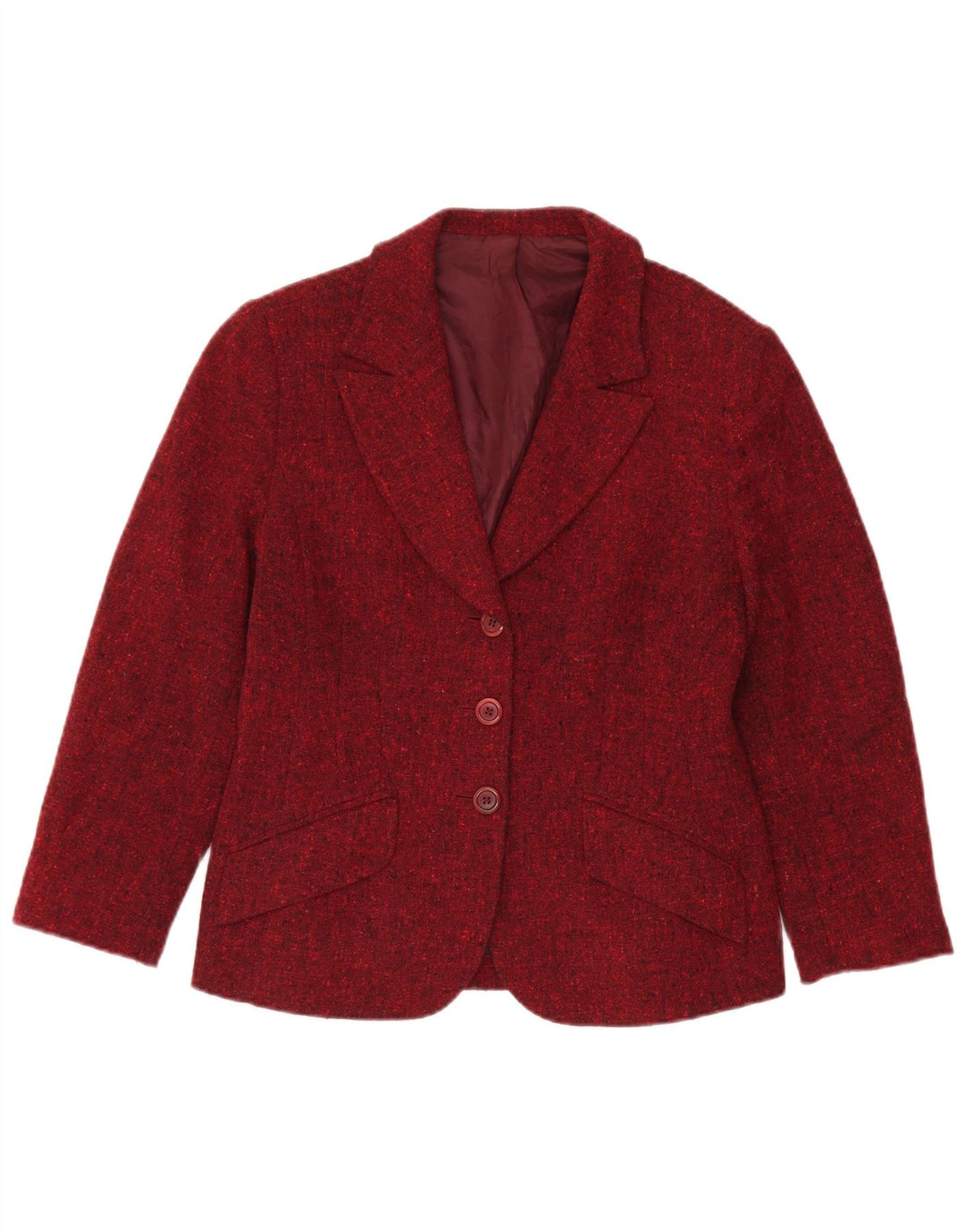 Hobbs Chaqueta tipo blazer de 3 botones para mujer Reino Unido 12 Lana moteada de color burdeos medio