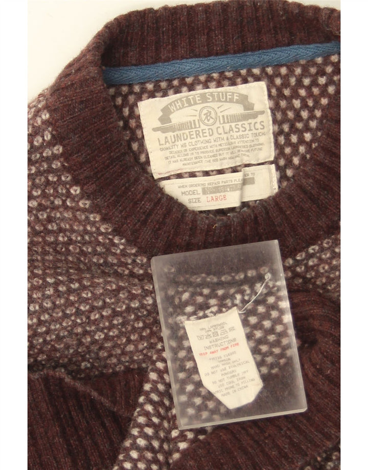 White Stuff Jersey de cuello redondo para mujer, talla 40, talla grande, lana de cordero marrón