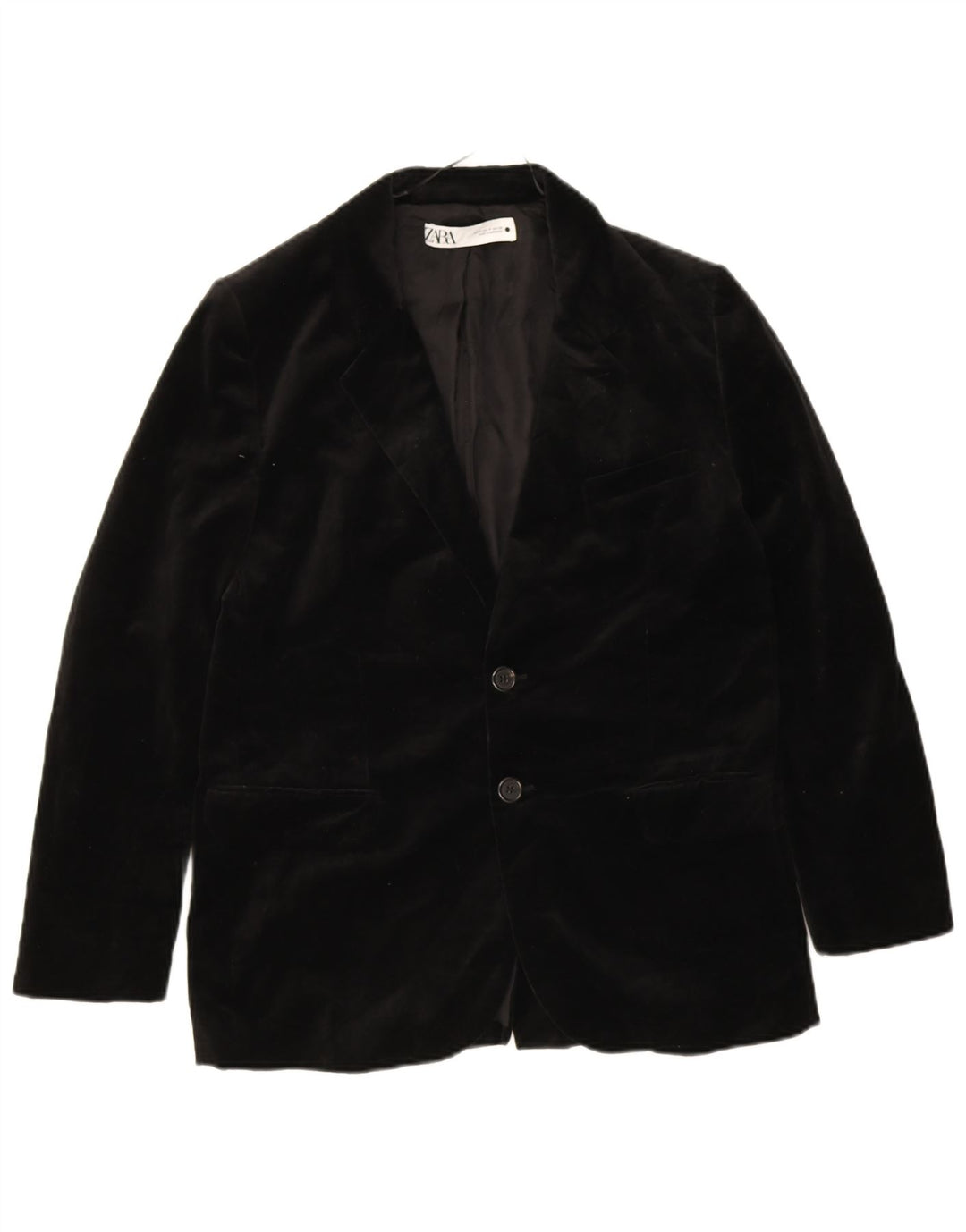 Zara Mens Terciopelo 2 Botones Blazer Chaqueta UK 38 Mediano Negro Algodón