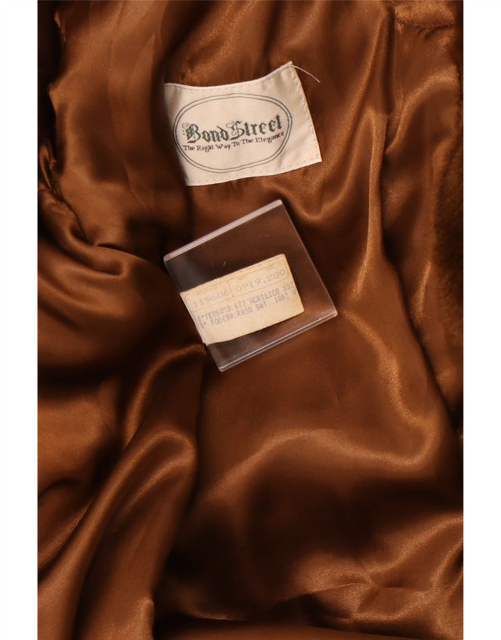 BOND STREET Abrigo de piel sintética con capucha para mujer IT 44 Acrílico marrón medio