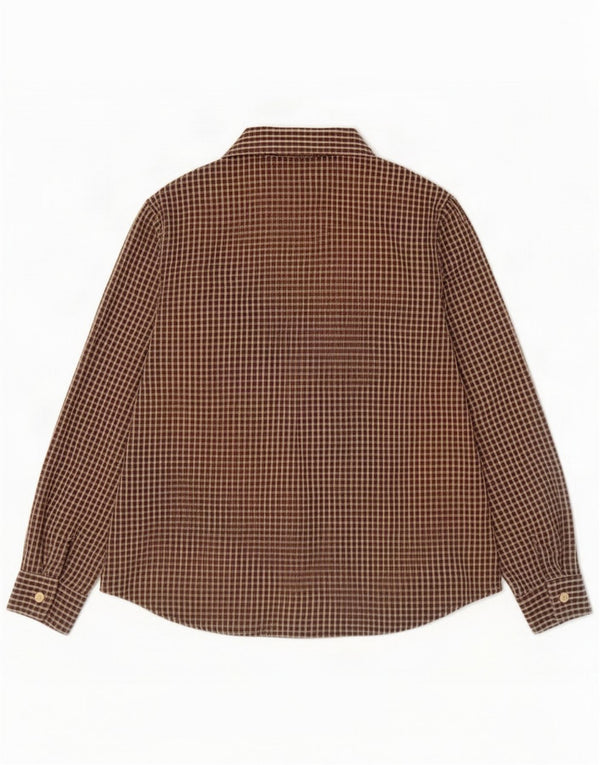 Camisa de franela vintage para mujer UK 40 XL Algodón a cuadros marrón