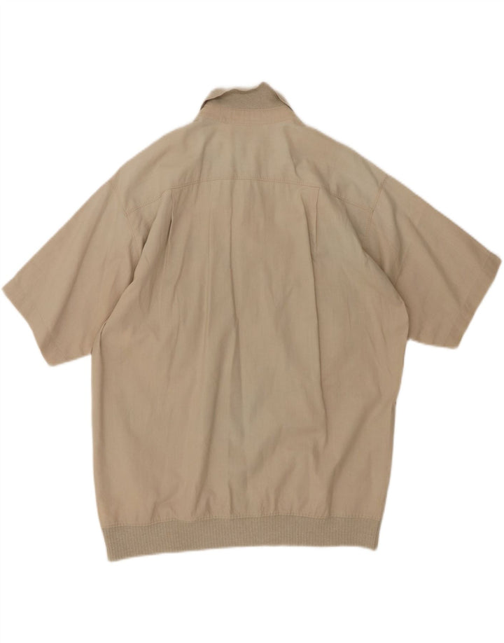 MALAGRIDA Mens Short Sleeve Pullover Shirt Large Beige Vintage Malagrida and Second-Hand Malagrida from Messina Hembry 