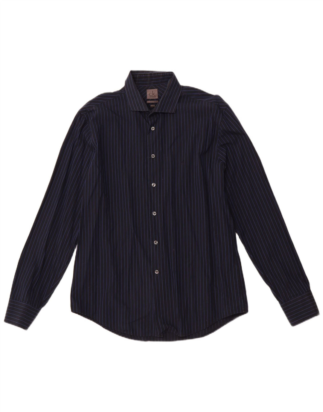 CALVIN KLEIN Camisa slim fit para hombre Talla 16 41 Algodón a rayas azul marino grande