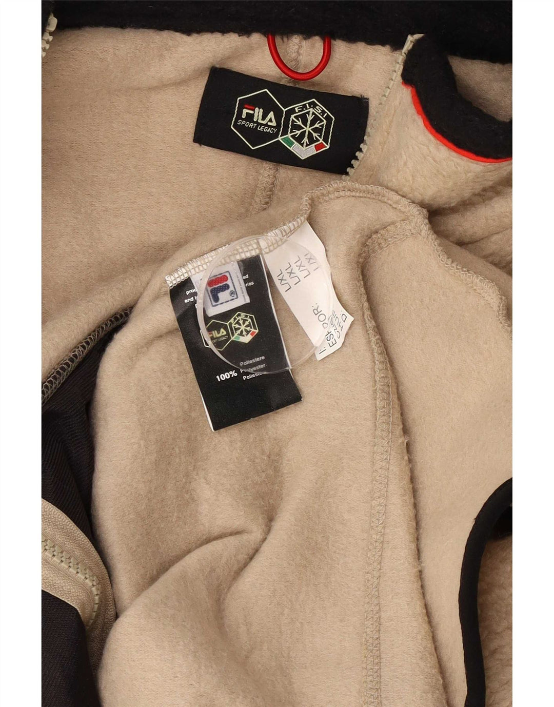 Fila Chaqueta polar para hombre UK 40 Large Beige Colorblock Poliéster