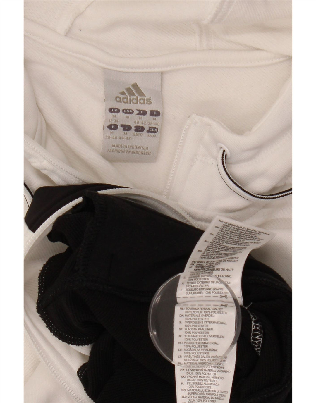 ADIDAS Sudadera con capucha y cremallera para mujer Reino Unido 12/14 Mediano Blanco Colorblock