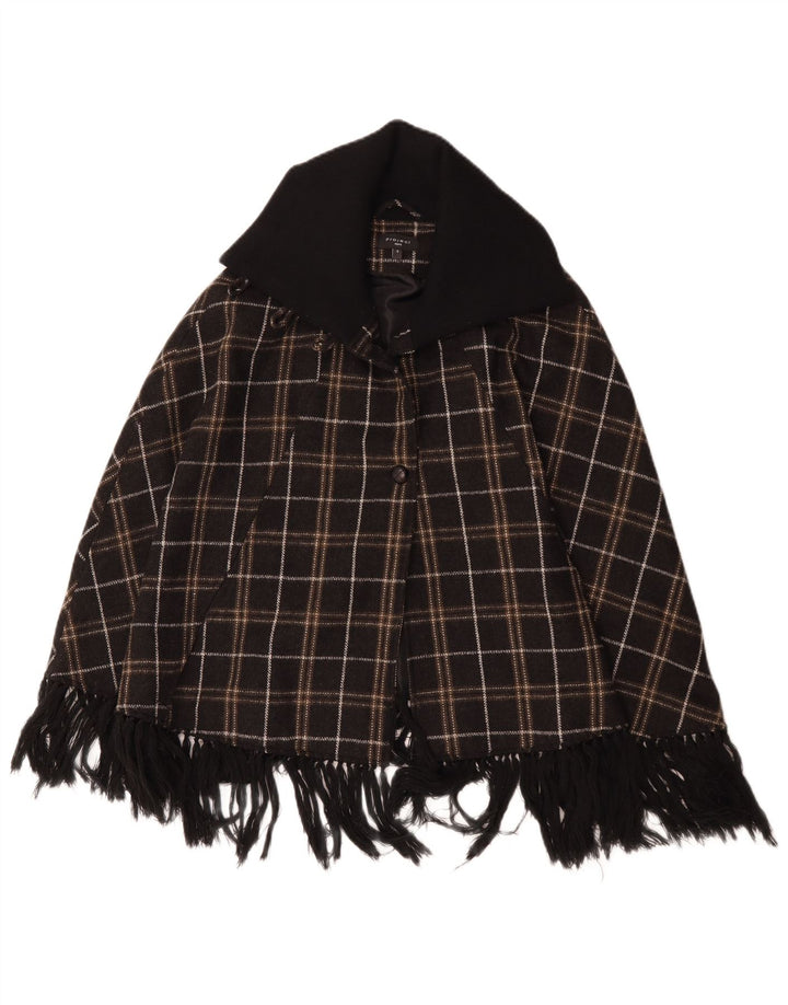 Project Poncho Coat para mujer UK 40 Small Brown Check Poliéster