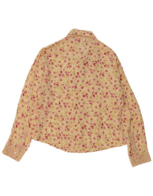 CHERIE Blusa camisera para mujer IT 46 Seda floral amarilla grande