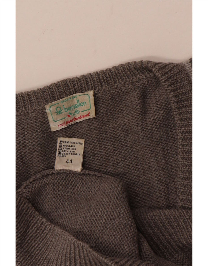 BENETTON Jersey con Cuello en V para Mujer IT 44 Gris Medio Argyle/Diamante