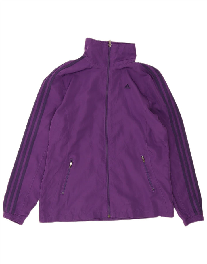 Adidas Mujer Climalite Chándal Top Chaqueta UK 12 Medio Púrpura Poliéster