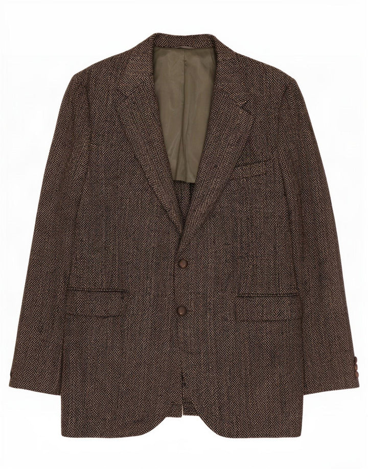 Harris Tweed Chaqueta blazer de 2 botones para hombre Reino Unido 40 Lana de espiga gris grande