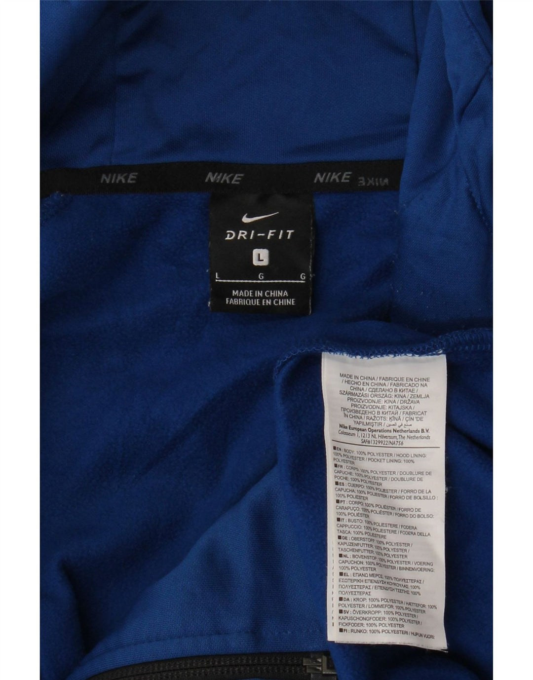 Nike Dri Fit Sudadera con capucha y cremallera para hombre, poliéster azul grande