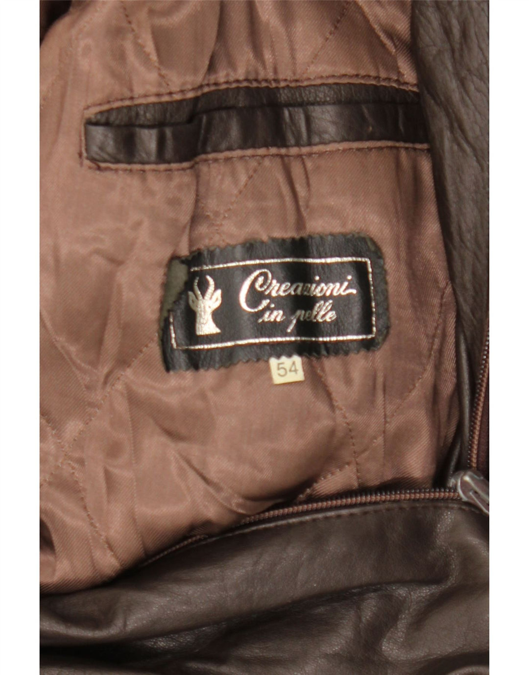 VINTAGE Chaqueta de cuero para hombre IT 54 2XL Cuero marrón