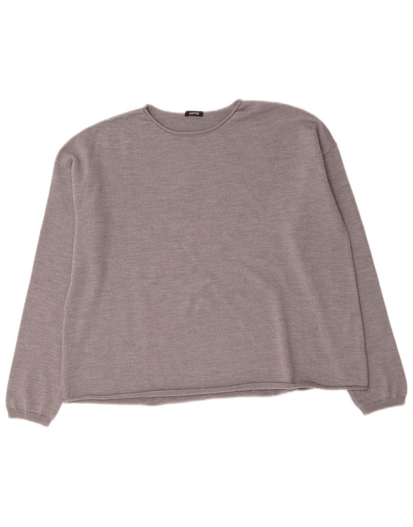 Aspesi - Jersey para mujer con cuello barco, talla 40, talla grande, lana gris