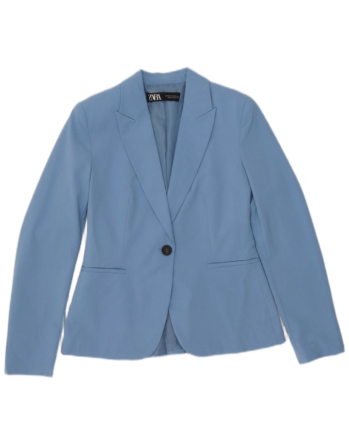 Zara Mujer Chaqueta Blazer De 1 Botón EU 36 XS Azul Poliéster