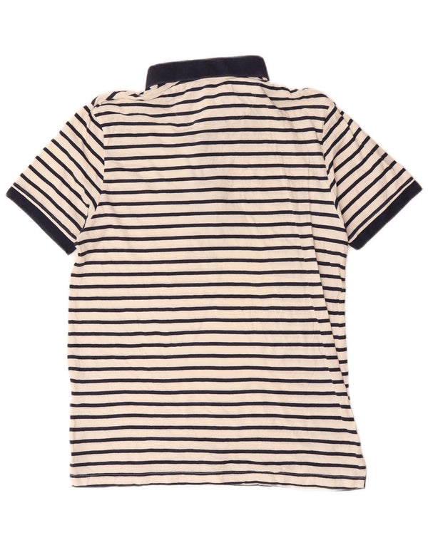 Lyle & Scott Polo de rugby para hombre de algodón a rayas blanco mediano