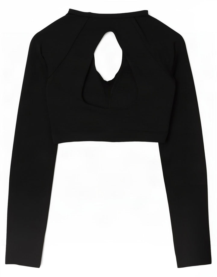 Nike Top corto para mujer de manga larga ES 39 2XL Poliéster negro