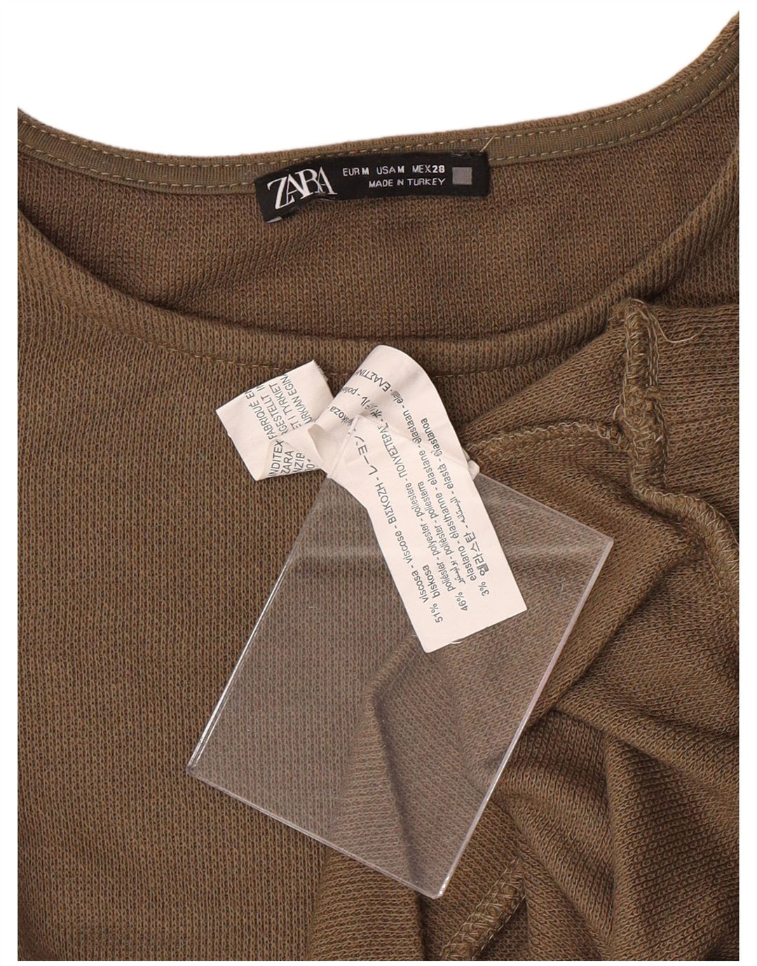 ZARA Mujer Sudadera Jumper UK 42 Viscosa Marrón Medio