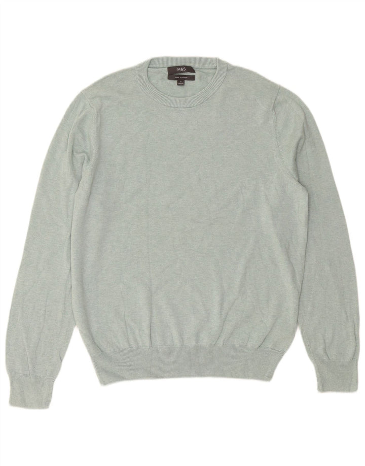Marks & Spencer Jersey de cuello redondo para hombre de algodón verde medio