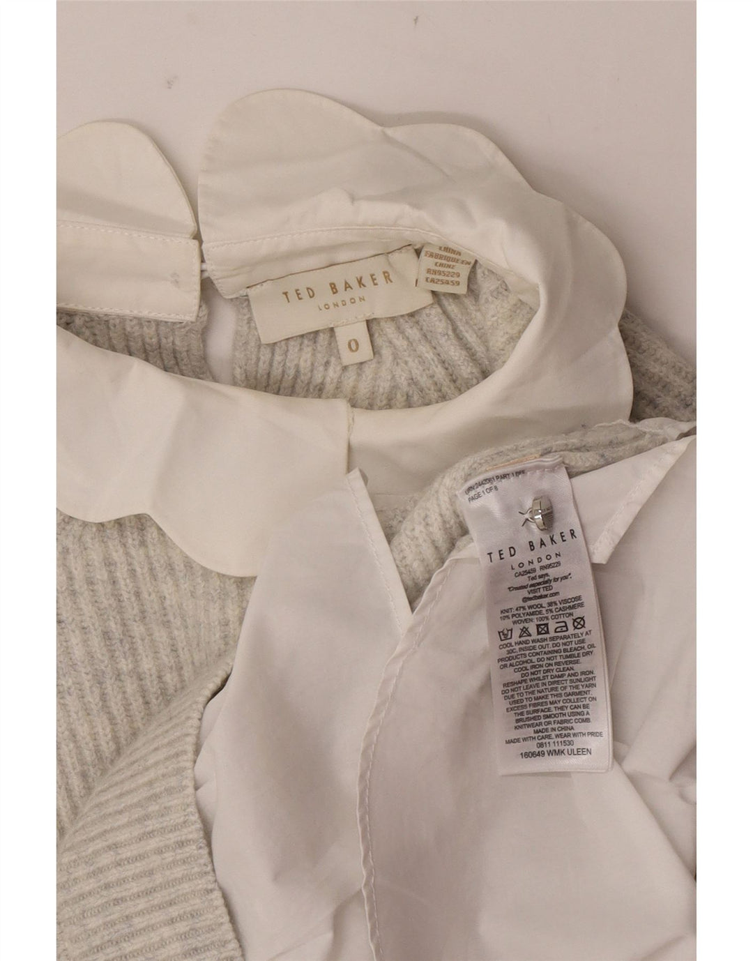 Ted Baker Suéter extragrande con cuello redondo para mujer US 0 2XS Lana gris