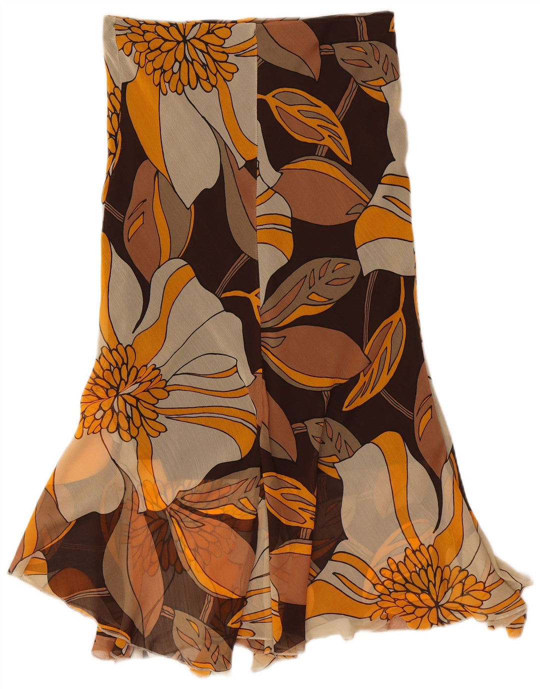 Falda asimétrica vintage para mujer grande W30 poliéster floral multicolor