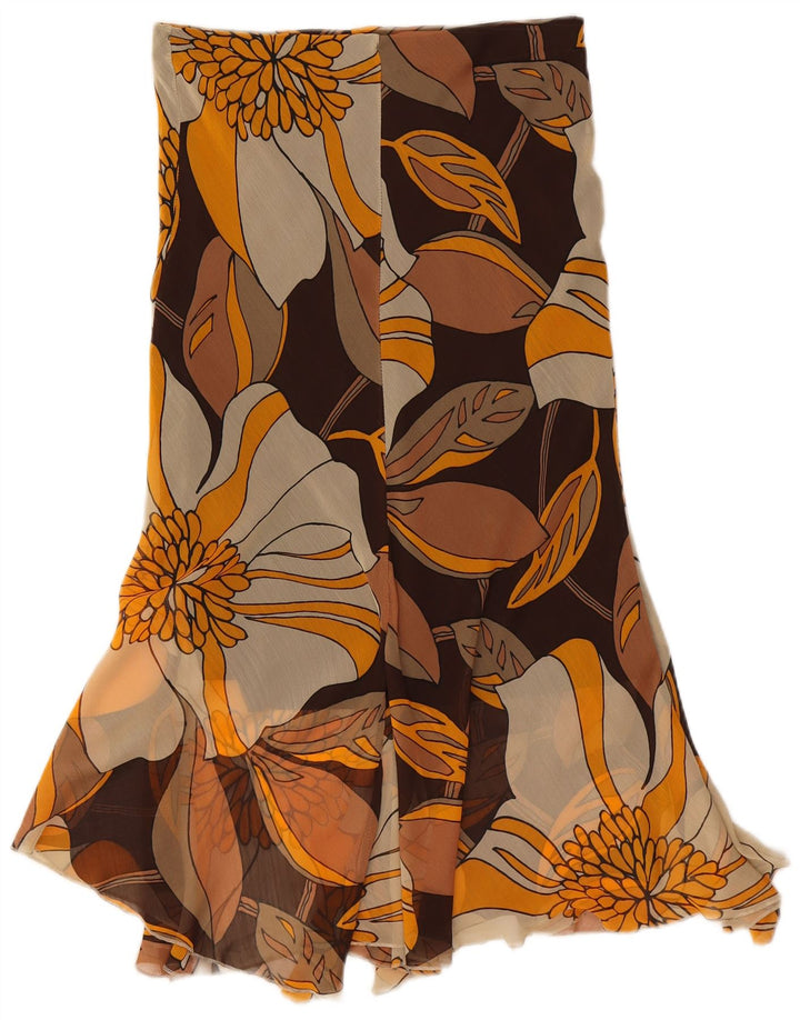 Falda asimétrica vintage para mujer grande W30 poliéster floral multicolor