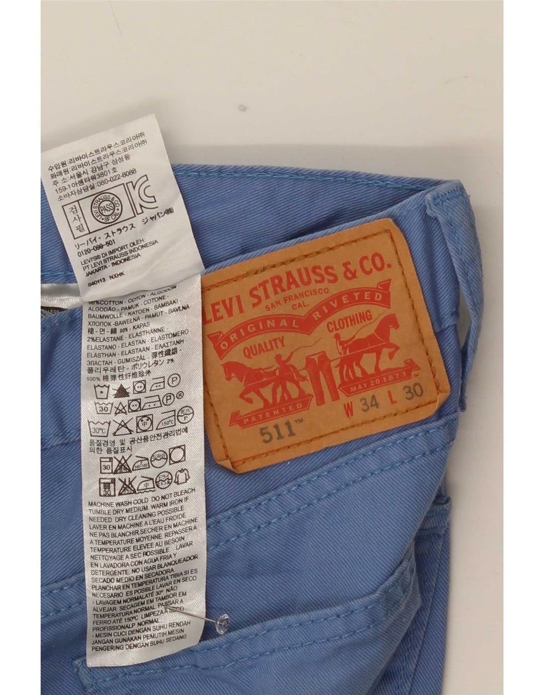 Levi's Hombre 511 Slim Jeans W34 L30 Algodón Azul